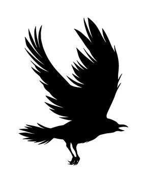 Flying crow silhouette Stock Illustration