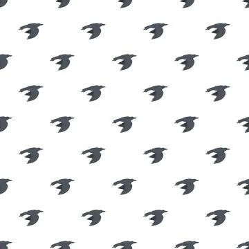 Flying crows seamless pattern on white background Stock Illustration