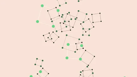 Flying cube shapes with dots and lines on gradient Stock Footage 240298171