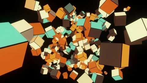 Flying cubes change colors. 70s retro style. Seamless loop Stock Footage 274052759