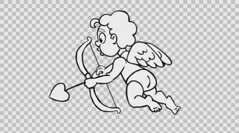 Flying Cupid. Black and white version. Stock Footage 64589517