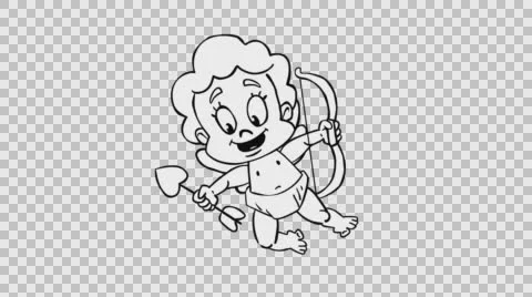 Flying Cupid on the front. Black and white version. Stock Footage 64589521