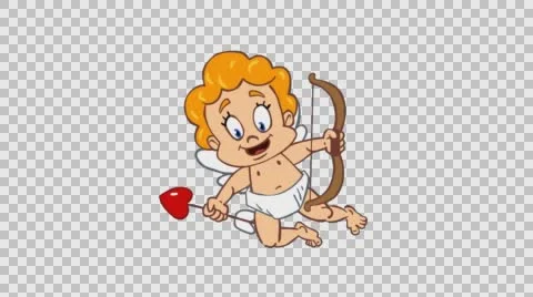 Flying Cupid on the front. Colour version. Stock Footage 64589539