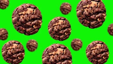 Flying Dark chocolate cookie on isolated background. Moving background pattern. Stock Footage 166412262