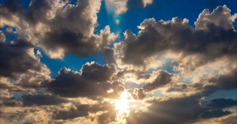 Flying dark clouds at sunset Stock Footage 68946368