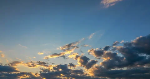 Flying dark clouds at sunset Stock Footage 138440280