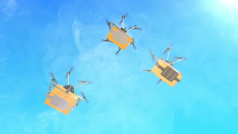 Flying delivery drone transporting cardboard box Stock-Footage 160155727