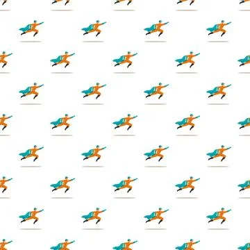 Flying delivery man superhero pattern white background Stock Illustration