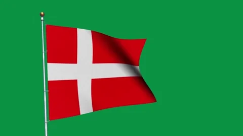 Flying Denmark flags green screen Stock-Footage 260771460