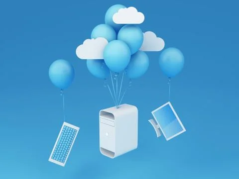 Flying desktop Stock Illustration