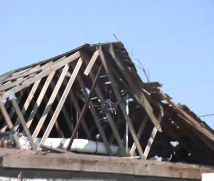 Flying Destroyed house Stock Footage 29170337