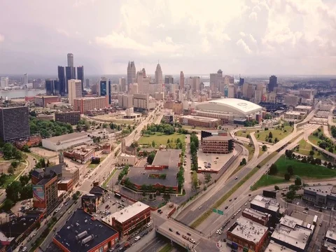 Flying into Detroit Stock Footage 78141059