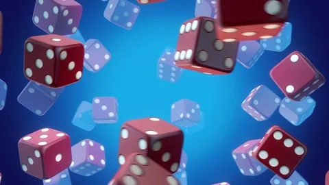 Flying Dice on Blue Stock Footage 264293298