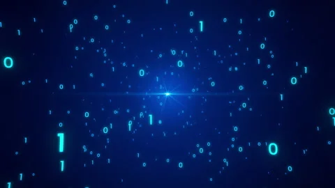 Flying in digital 0 and 1 binary data space Stock Footage 130343383
