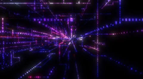 Flying into digital technologic tunnel Illustrazione stock