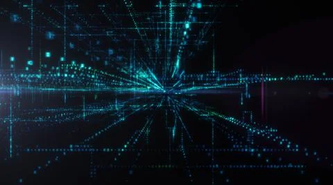Flying into digital technologic tunnel Stock Illustration