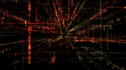 Flying into digital technologic tunnel Illustrazione stock