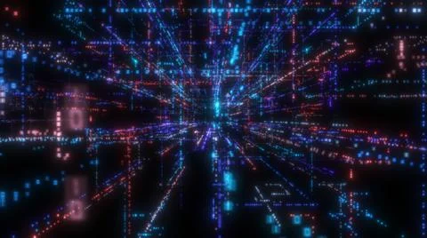 Flying into digital technologic tunnel Illustrazione stock