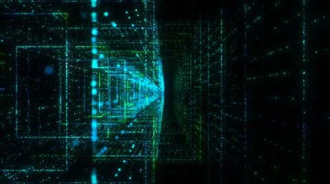 Flying into digital technologic tunnel Illustrazione stock