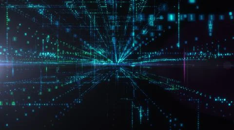 Flying into digital technologic tunnel Stock Illustration