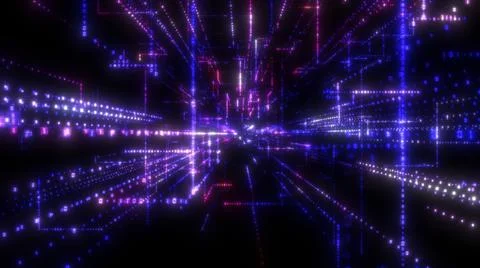 Flying into digital technologic tunnel Illustrazione stock
