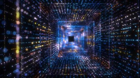 Flying into digital technologic tunnel Illustrazione stock
