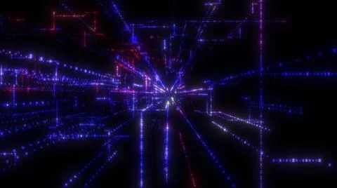 Flying into digital technologic tunnel Stock Illustration