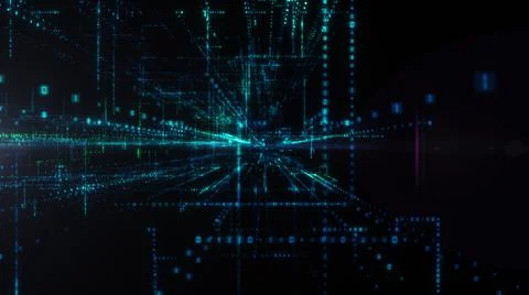 Flying into digital technologic tunnel Illustrazione stock