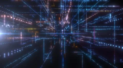 Flying into digital technologic tunnel Stock Illustration