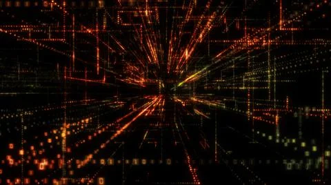 Flying into digital technologic tunnel Illustrazione stock