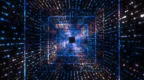 Flying into digital technologic tunnel Illustrazione stock
