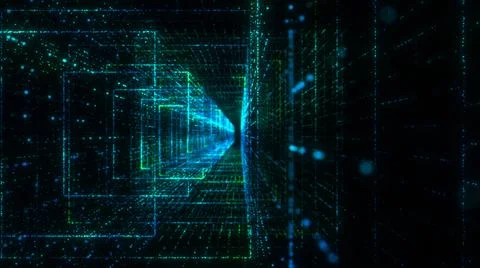 Flying into digital technologic tunnel Illustrazione stock