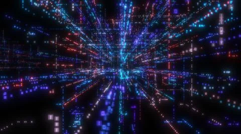 Flying into digital technologic tunnel Stock Illustration