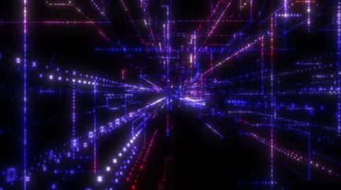 Flying into digital technologic tunnel Illustrazione stock
