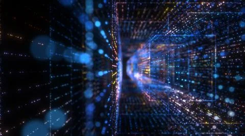 Flying into digital technologic tunnel Illustrazione stock