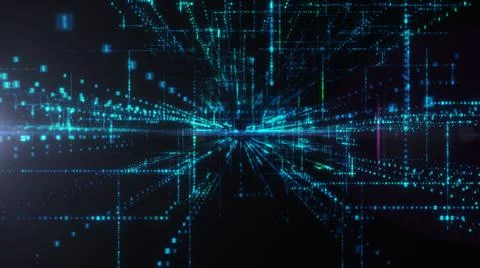 Flying into digital technologic tunnel Illustrazione stock