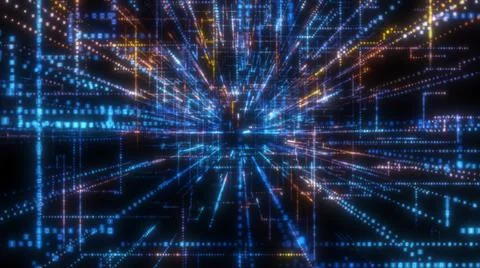 Flying into digital technologic tunnel Stock Illustration