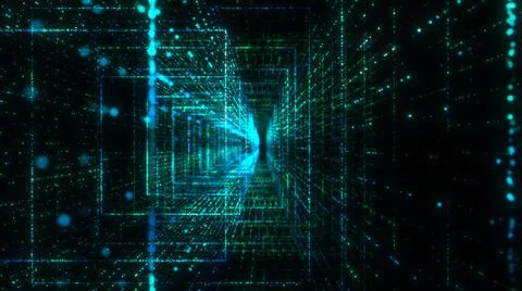 Flying into digital technologic tunnel Stock Illustration