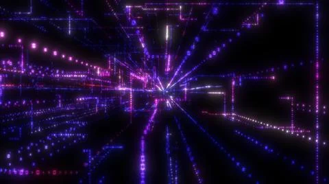 Flying into digital technologic tunnel Stock Illustration