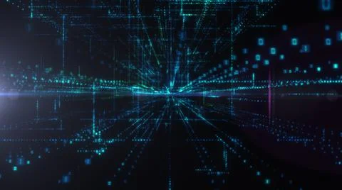 Flying into digital technologic tunnel Illustrazione stock