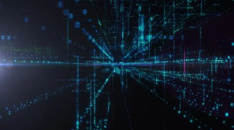 Flying into digital technologic tunnel Illustrazione stock