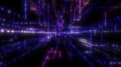 Flying into digital technologic tunnel Illustrazione stock