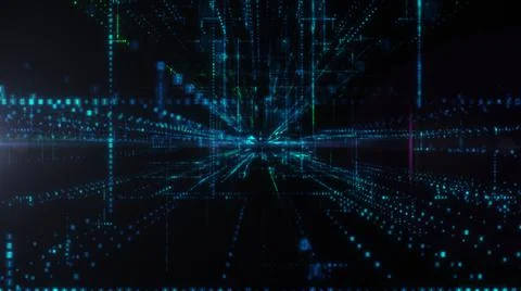 Flying into digital technologic tunnel Illustrazione stock