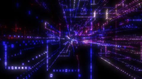 Flying into digital technologic tunnel Stock Illustration