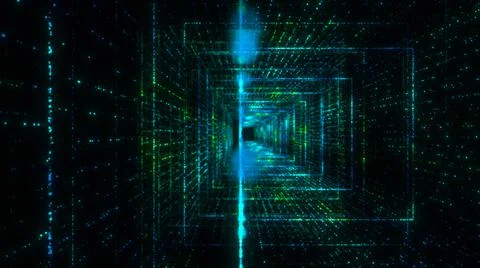 Flying into digital technologic tunnel Stock Illustration