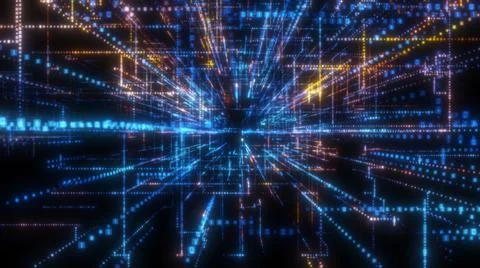 Flying into digital technologic tunnel Stock Illustration