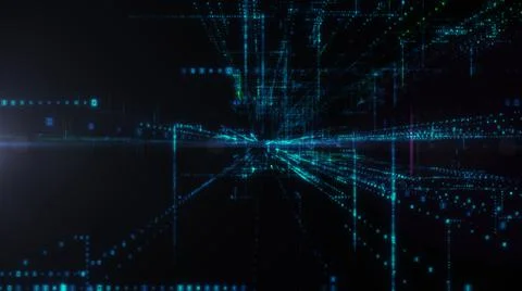 Flying into digital technologic tunnel Stock Illustration