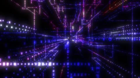 Flying into digital technologic tunnel Stock Illustration