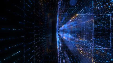 Flying into digital technologic tunnel Stock Illustration