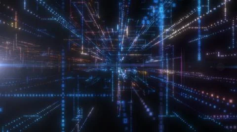 Flying into digital technologic tunnel Stock Illustration